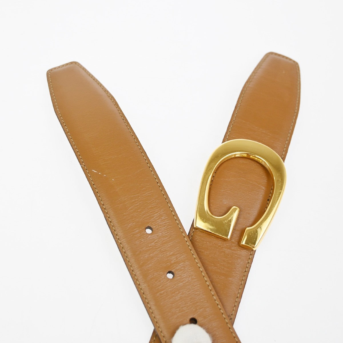 GUCCI G Logo Belt 70/28 Leather Brown Blue GHW Italy 66KC646
