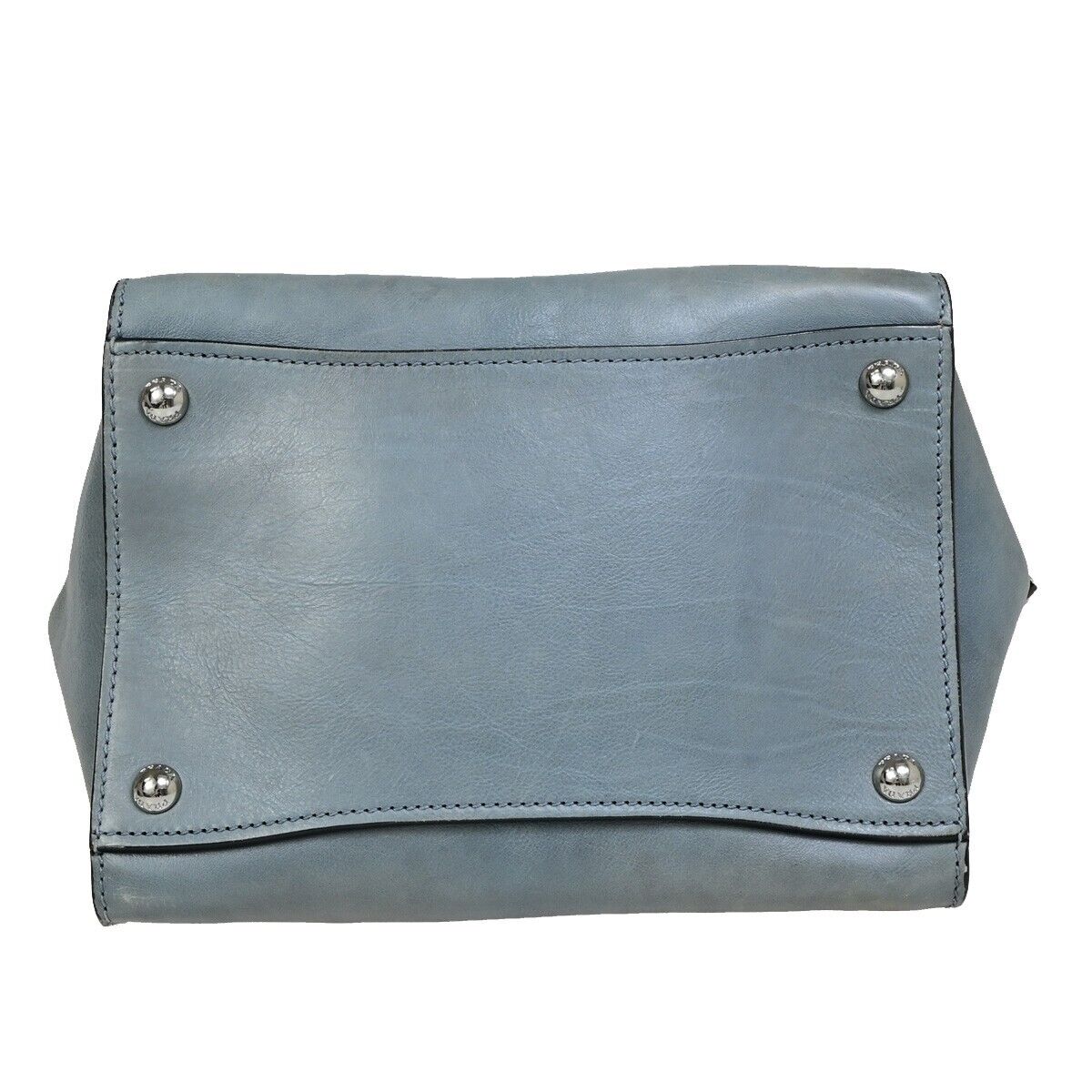 PRADA MILANO Logo 2Way Shoulder Hand Bag Leather Blue Silver Italy 88HC034