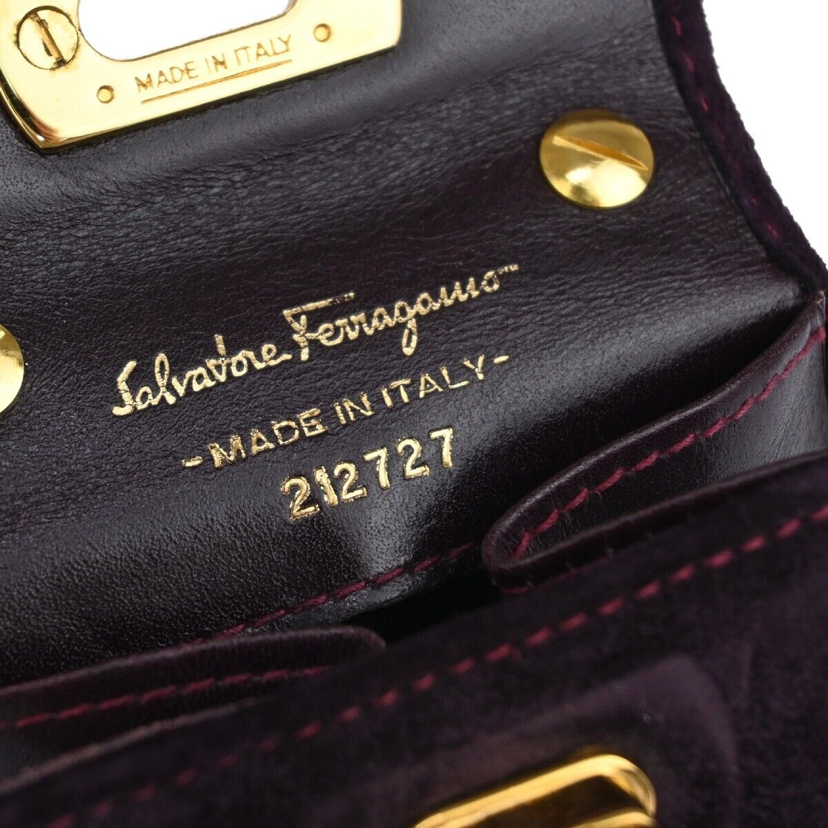 SALVATORE FERRAGAMO Gancini Mini Chain Shoulder Bag Suede Leather Purple 80EA650
