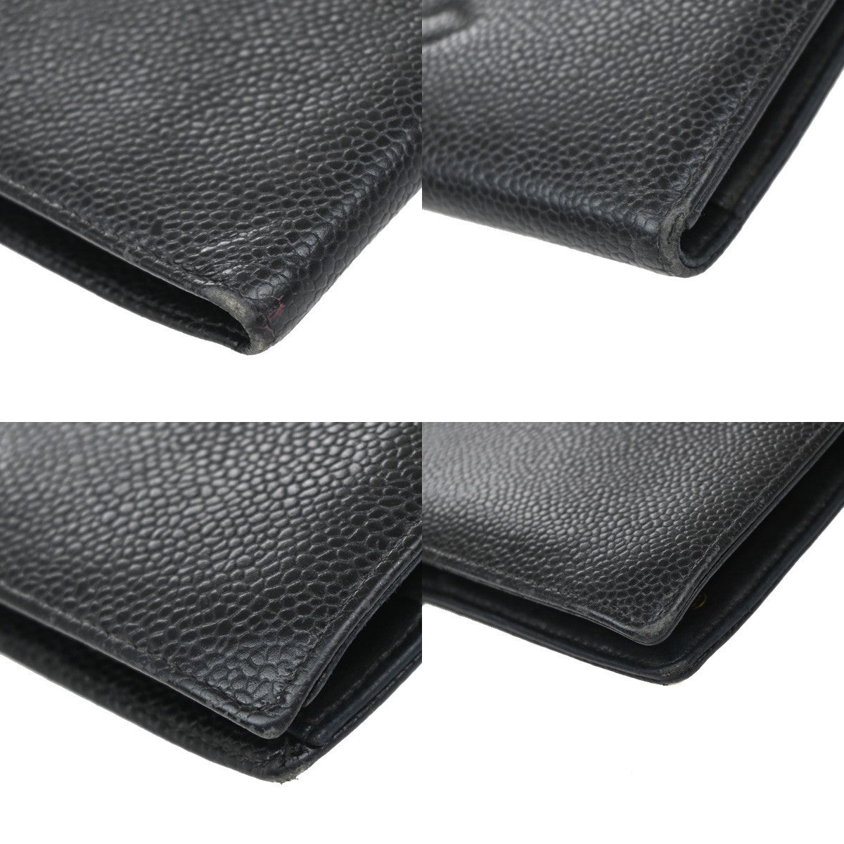 CHANEL CC Logo Long Bifold Wallet Grained Calfskin Leather Black 61RF542