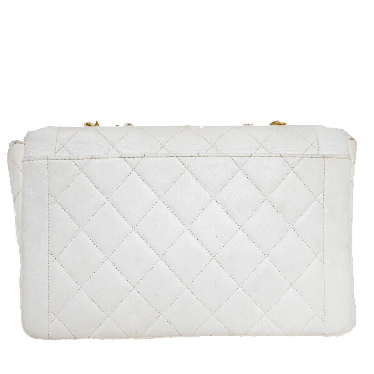 CHANEL CC Logo Matelasse Chain Shoulder Bag Leather White GHW Vintage 314RJ226