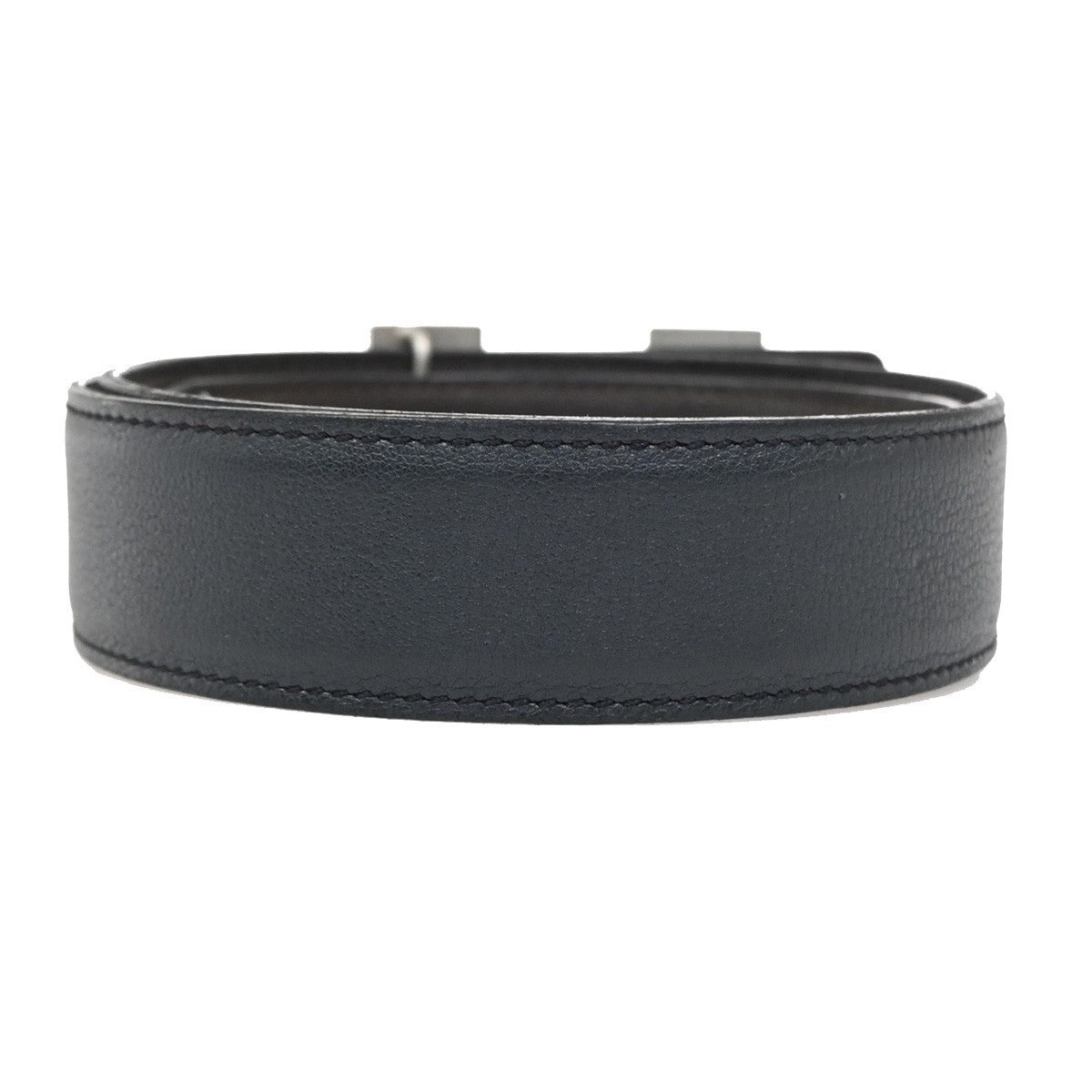 HERMES H Logo Constance Reversible Buckle Belt Leather #68 Black BN SHW 70RL805