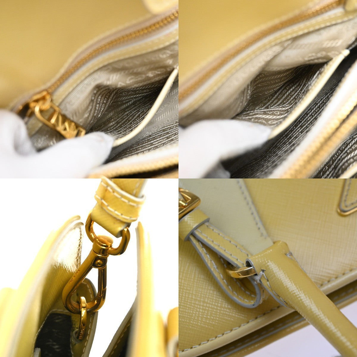 PRADA MILANO 2Way Shoulder Hand Bag Promenade Saffiano Leather Yellow 76EG323