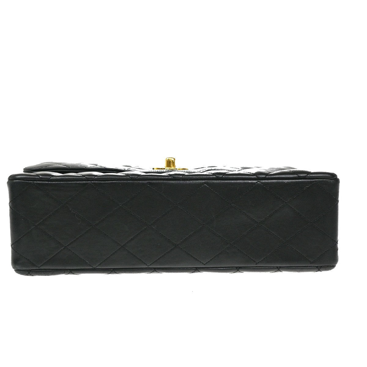 CHANEL CC Matelasse 25 Double Flap Chain Shoulder Bag Leather Black GHW 357RL460