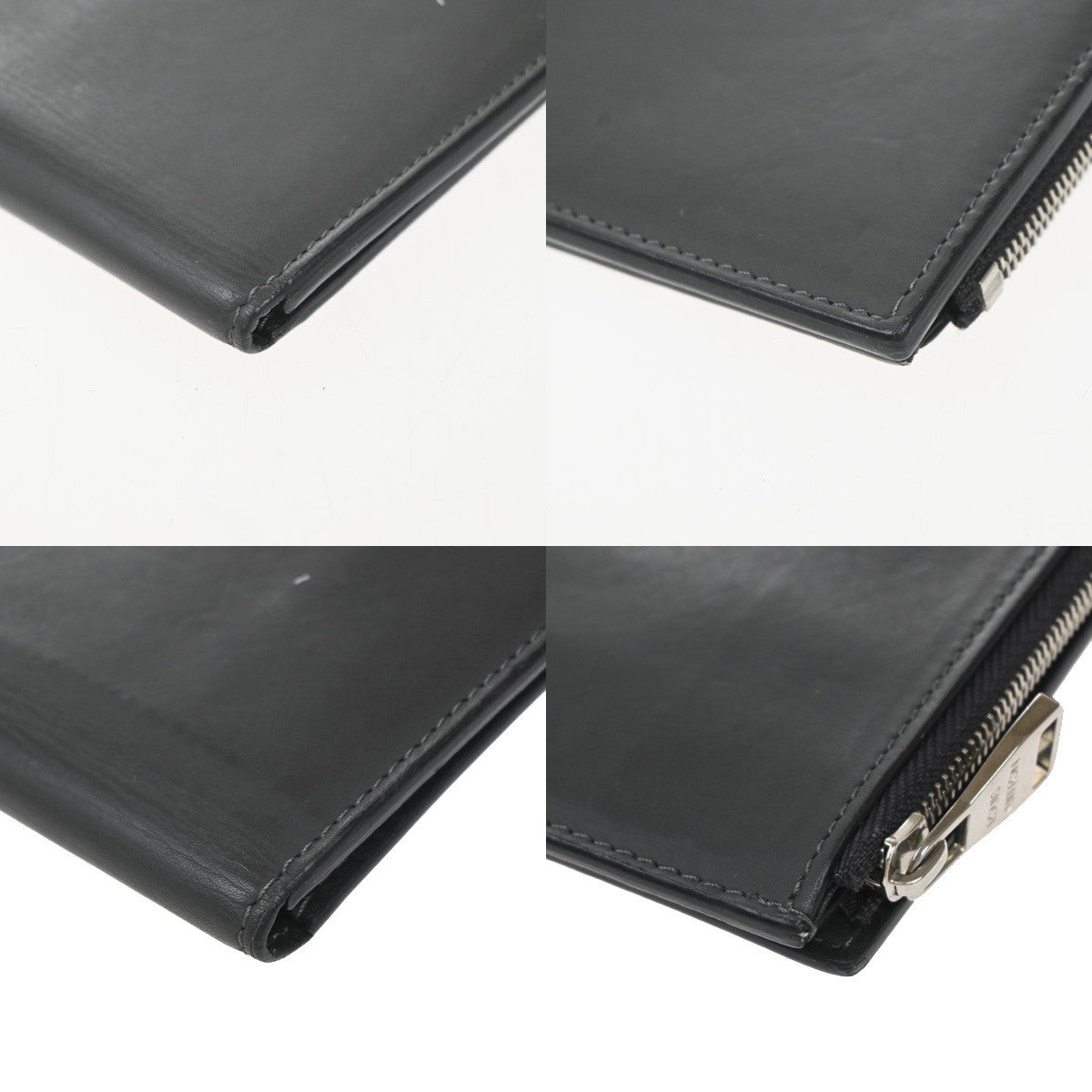 LOUIS VUITTON V Line Zip Long Bifold Wallet Leather Black M61251 61KP382