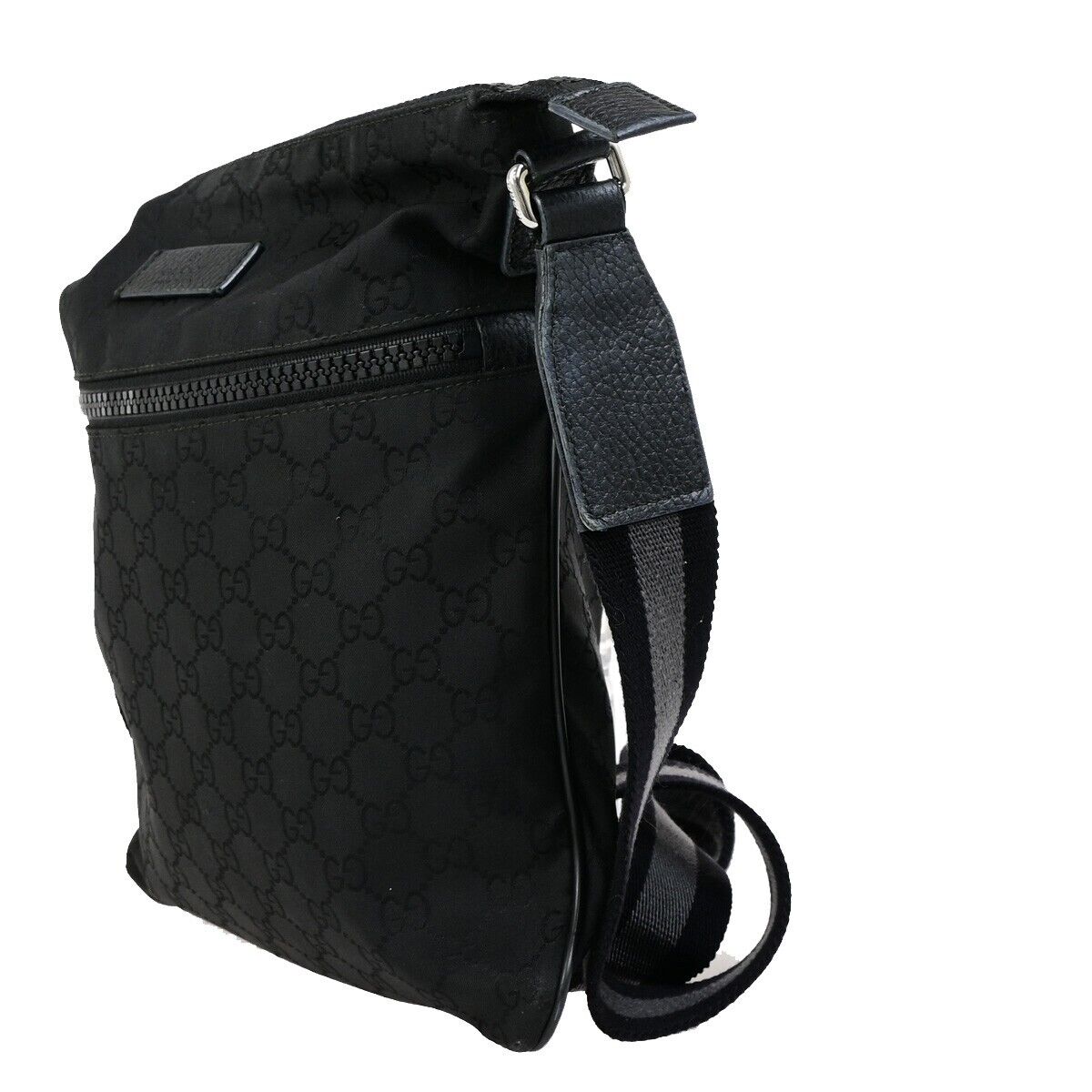 GUCCI GG Pattern Crossbody Shoulder Bag Canvas Leather Black Italy 31EC952