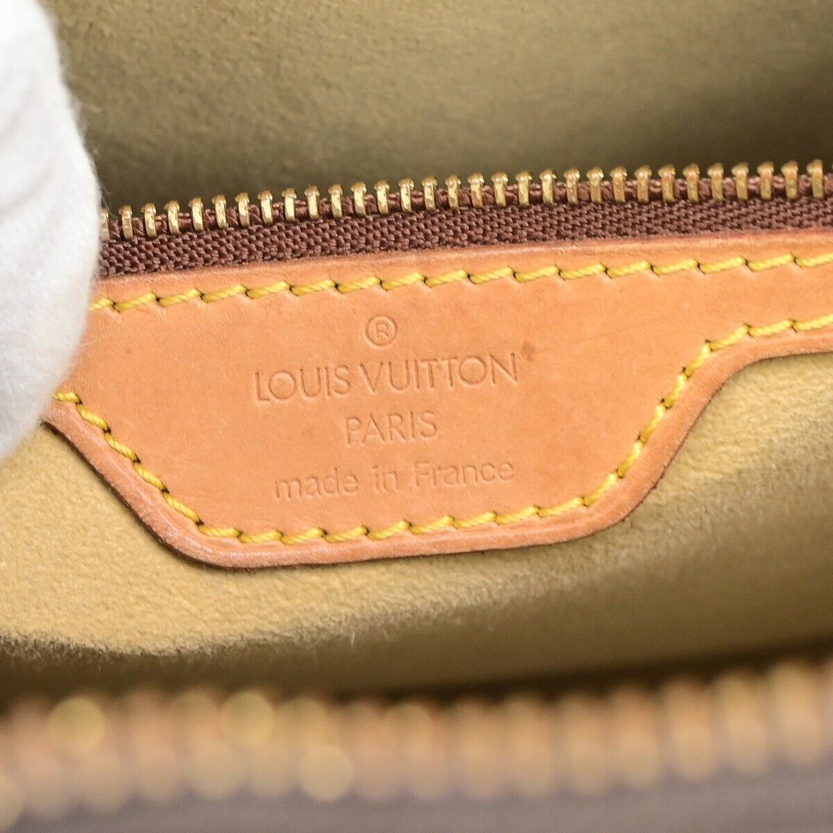LOUIS VUITTON Logo Looping GM Shoulder Bag Monogram Leather Brown M51145 31ED250
