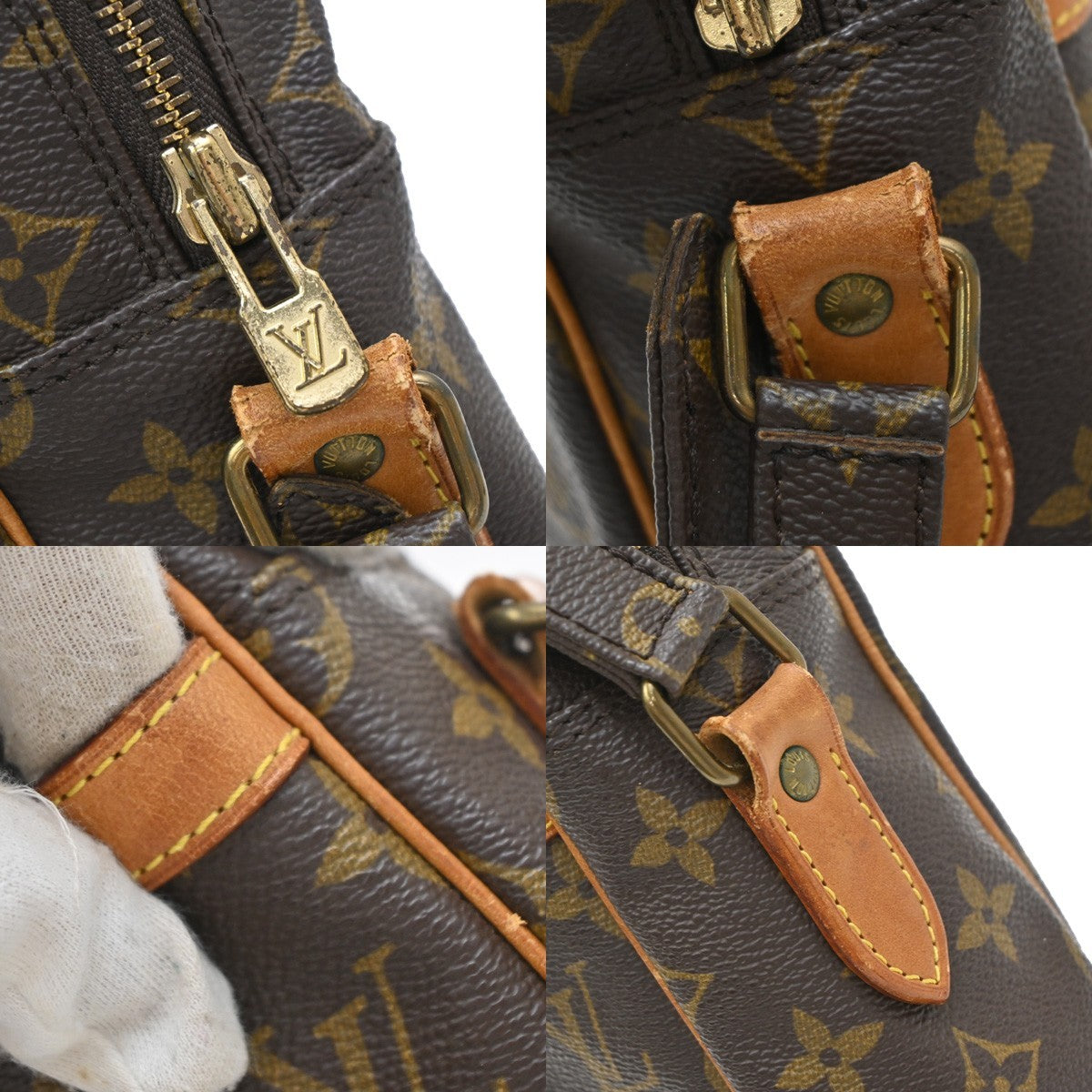 LOUIS VUITTON Logo Danube MM Shoulder Bag Monogram Leather Brown M45264 31KB403