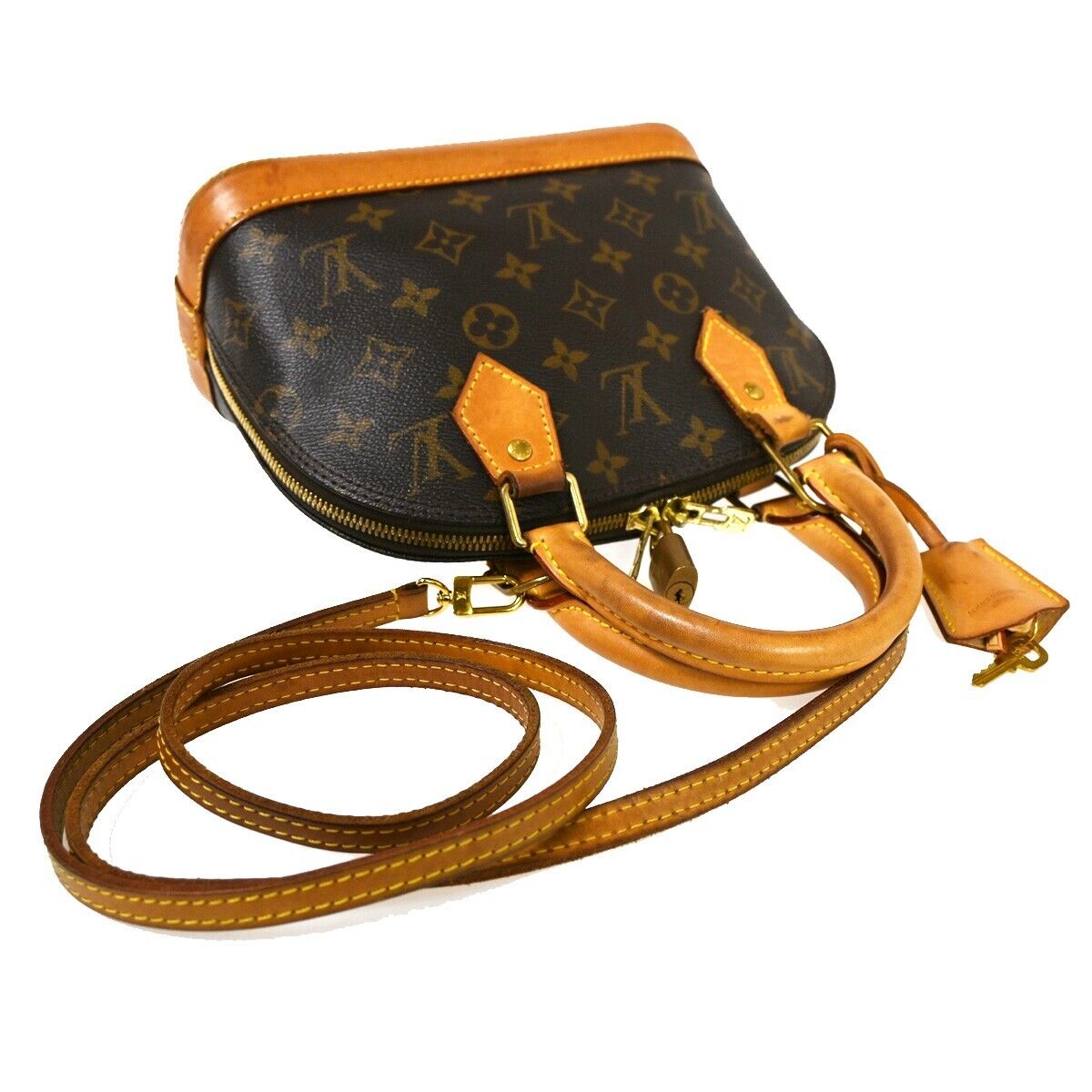LOUIS VUITTON LV Logo Alma BB Hand Shoulder Bag Monogram Leather M53152 55SH172