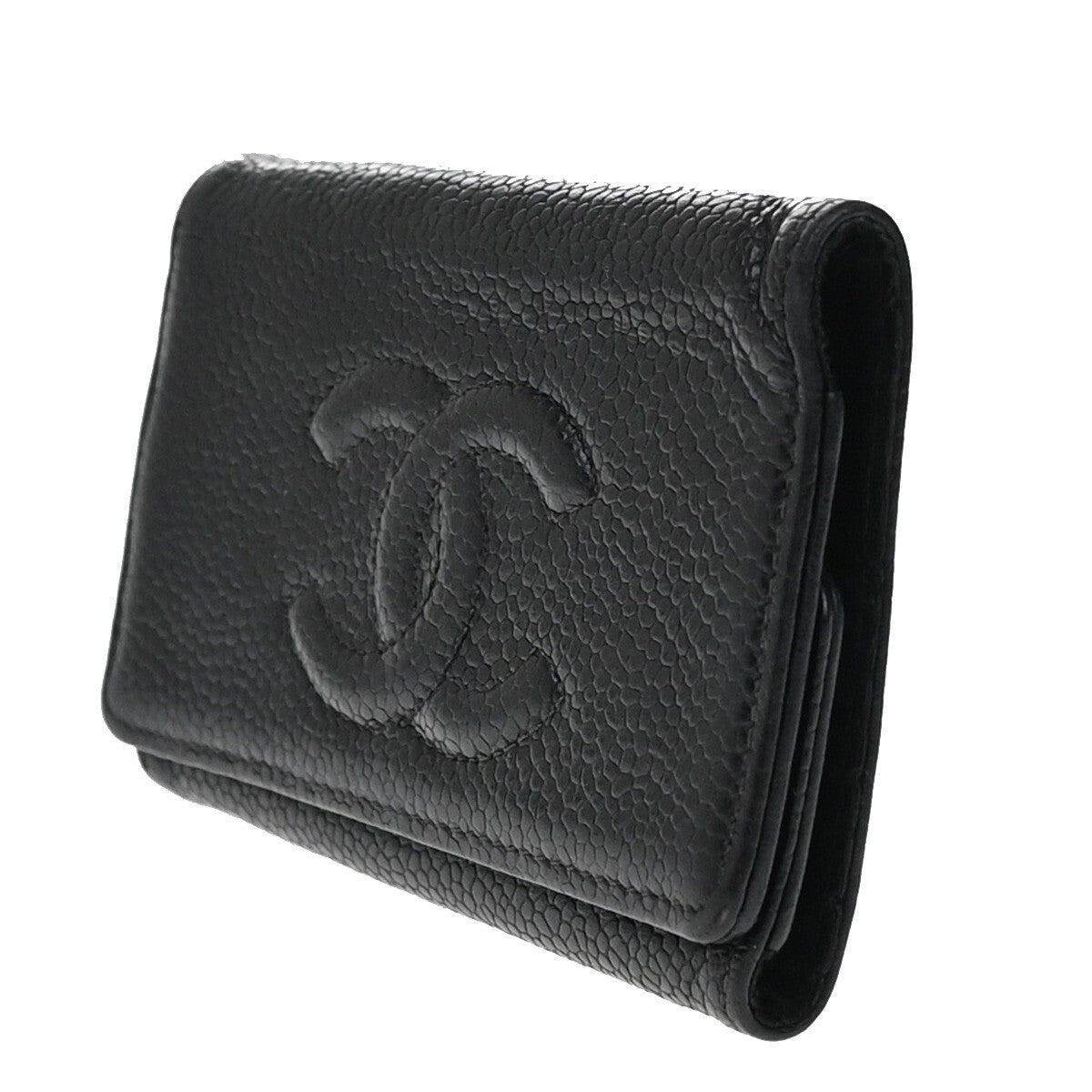 CHANEL 6 Hooks Key Case Bifold Grained Calfskin Leather Black Vintage 62RF295