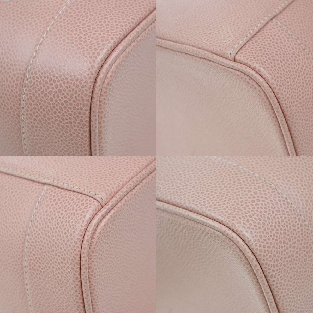 CHANEL CC Logo Cosmetic Vanity Hand Bag Grained Calfskin Leather Pink 674RP132