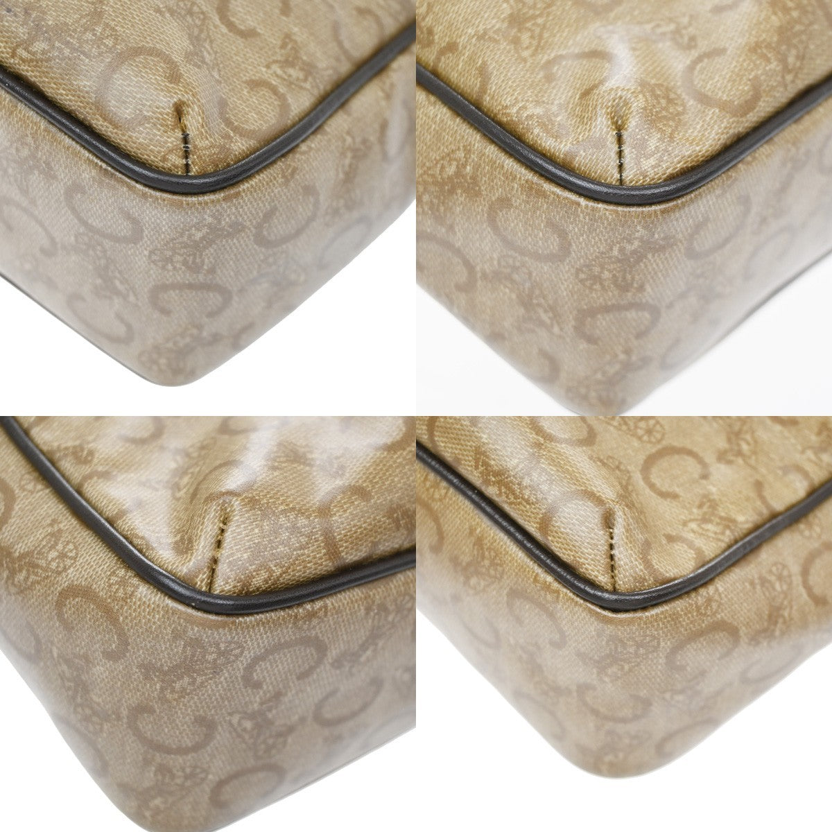 CELINE C Macadam Horse Carriage Shoulder Bag PVC Leather GHW Brown Italy 30KD149