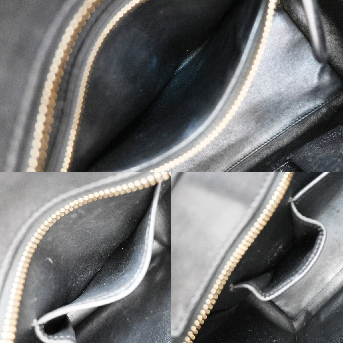 CELINE Logo Luggage Phantom Large Hand Tote Bag Leather Black White GHW 12EG408