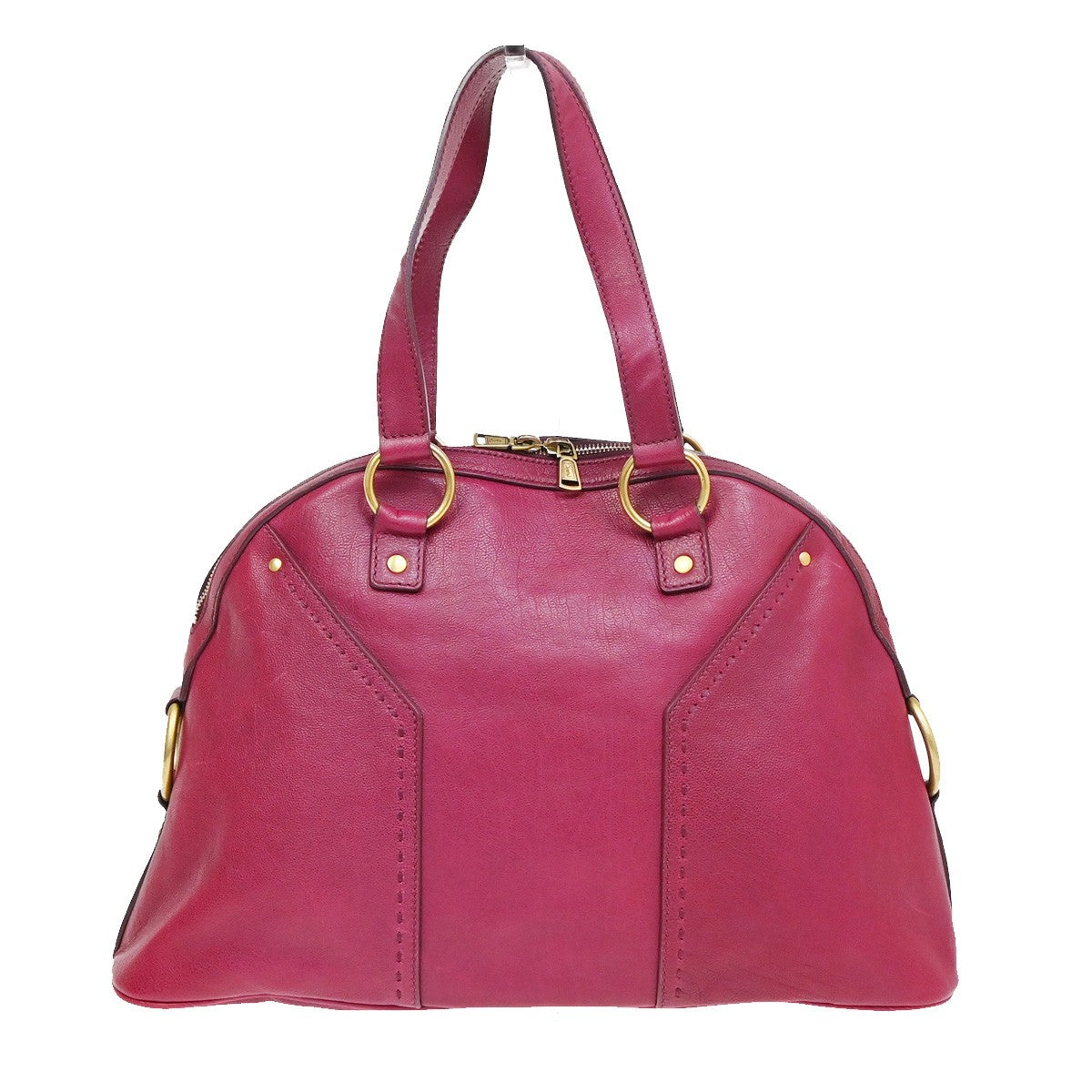 YVES SAINT LAURENT Logo Muse Shoulder Bag Leather Pink GHW Italy 33YH641