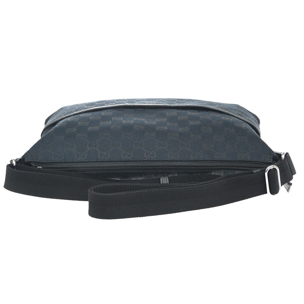 GUCCI Logo GG Pattern Shoulder Hand Bag Canvas Leather Black SHW Italy 87KC711