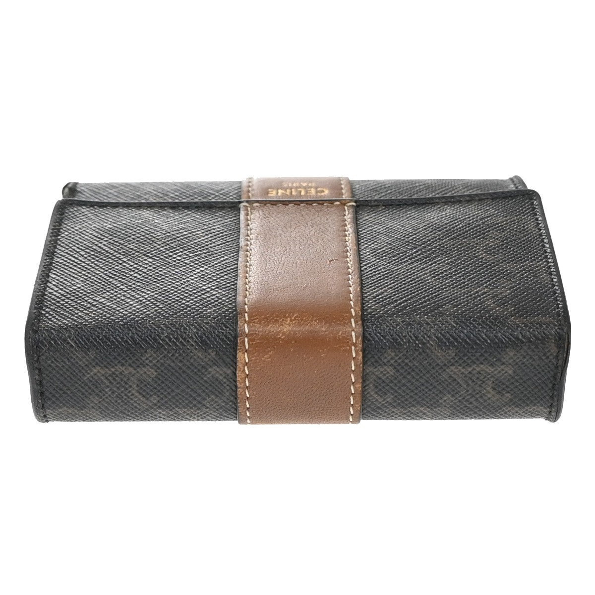 CELINE Logo Triomphe Pattern Bifold Wallet PVC Leather Brown Italy 68KP019
