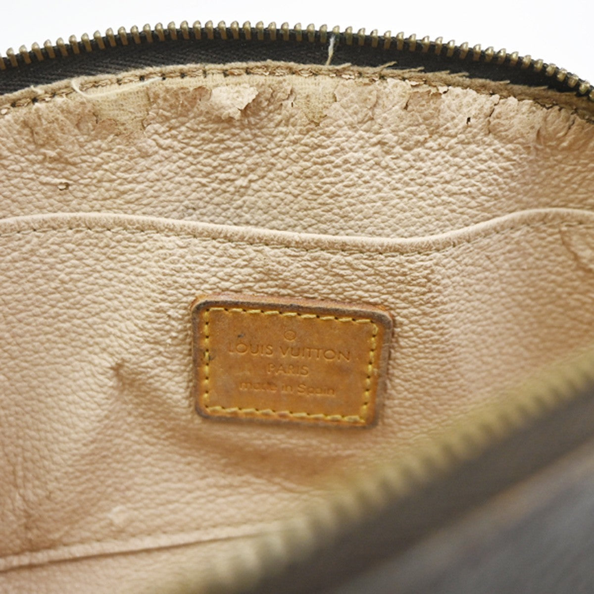 LOUIS VUITTON Logo Pochette Cosmetic Pouch Monogram Leather Brown M47515 02CA745