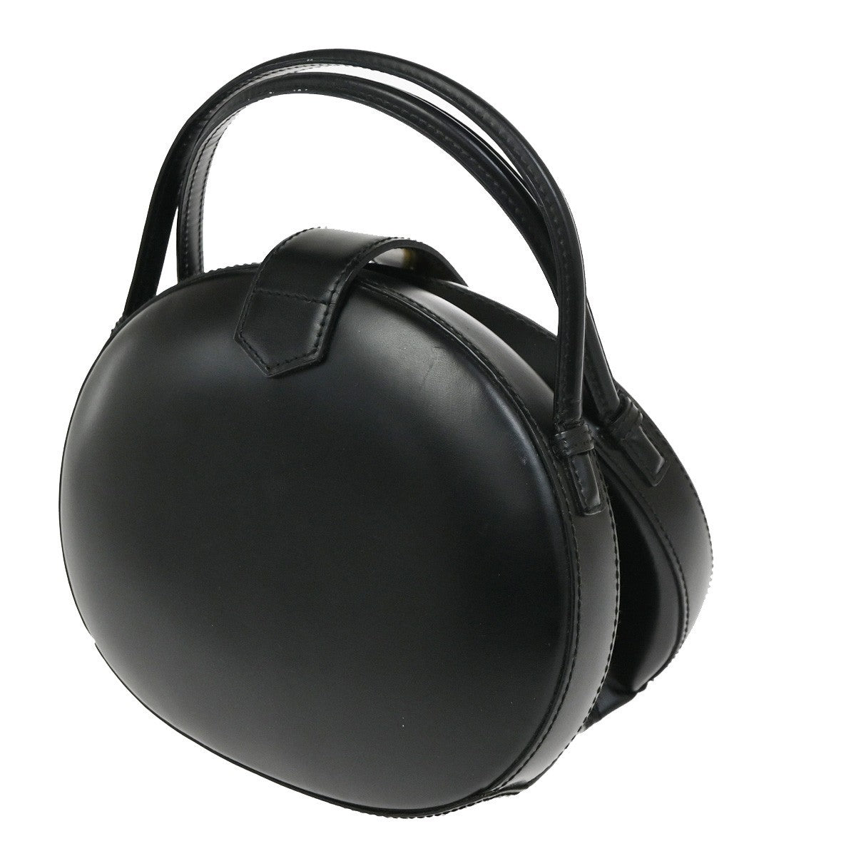 LOEWE Logo Anagram Round Hand Bag Leather Black Spain GHW 25RL940