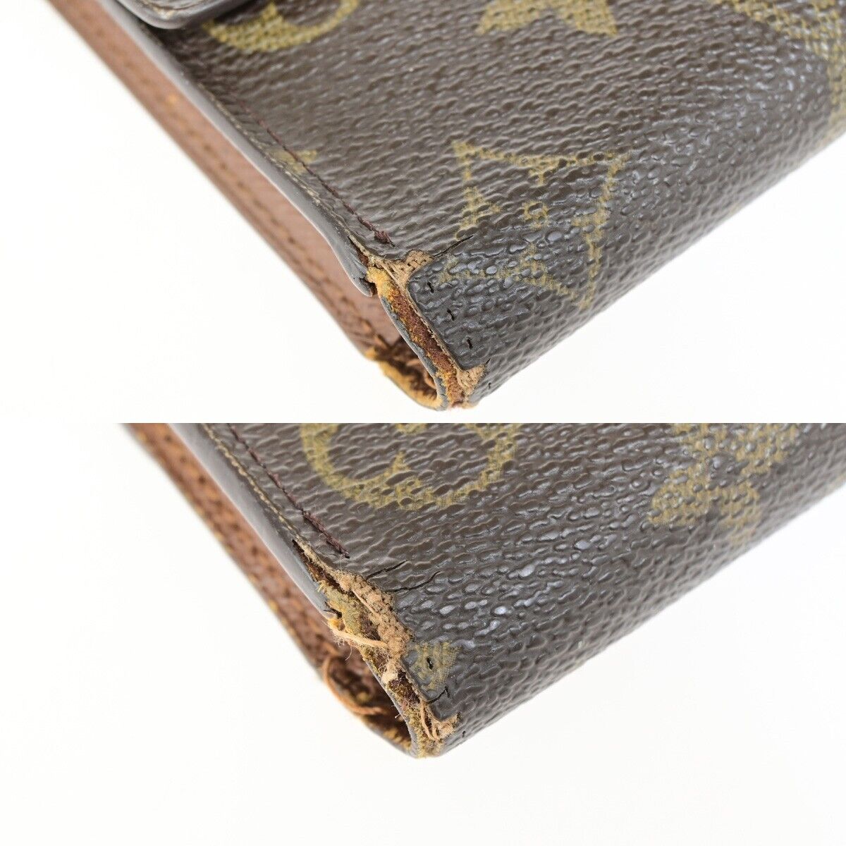 LOUIS VUITTON LV Logo 4 Set Bifold Trifold Long Wallet Monogram Brown 69KA307
