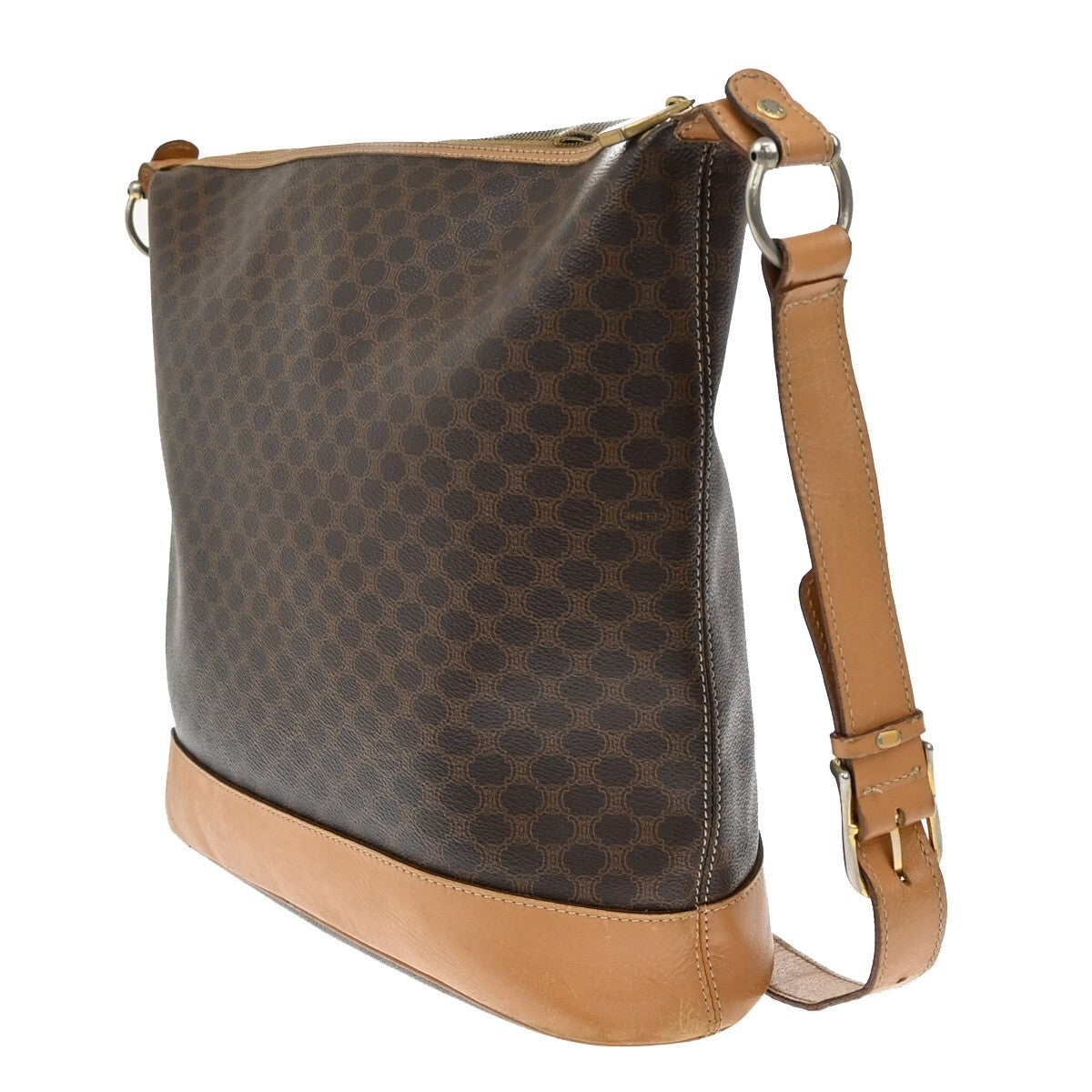 CELINE Logo Macadam Pattern Hand Bag PVC Leather Brown GHW Made in Italy 04EE149
