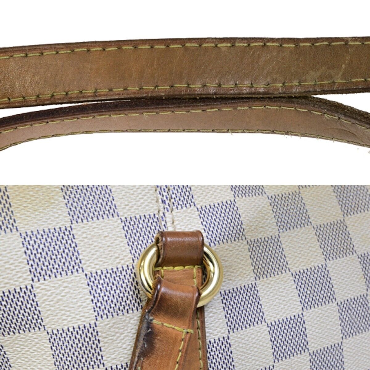 LOUIS VUITTON Totally MM Shoulder Bag Damier Azur Leather White N51262 83EB760