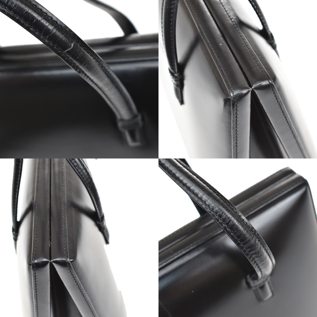 LOEWE Logo Hand Bag Calf Leather Black GHW Spain 76CA055