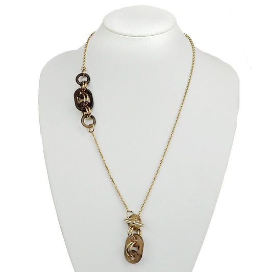 HERMES Logo Eurydice Chain Necklace Pendant Gold France Accessory 11RJ102