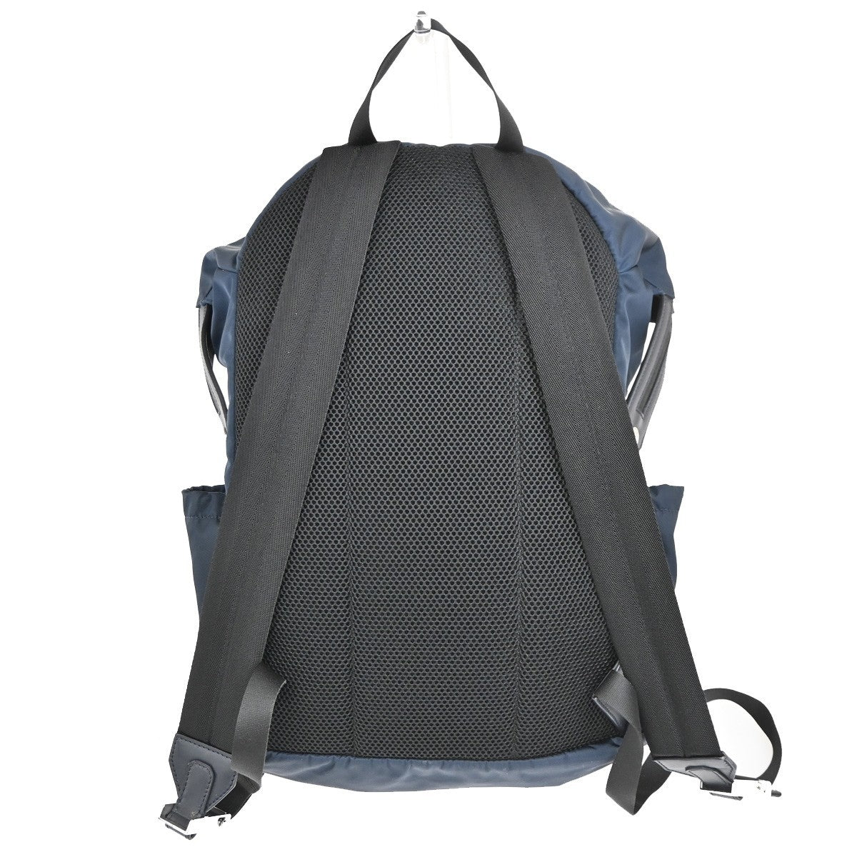 FENDI Logo Backpack Bag Nylon Canvas Leather Navy Blue Black SHW Italy 77TA682