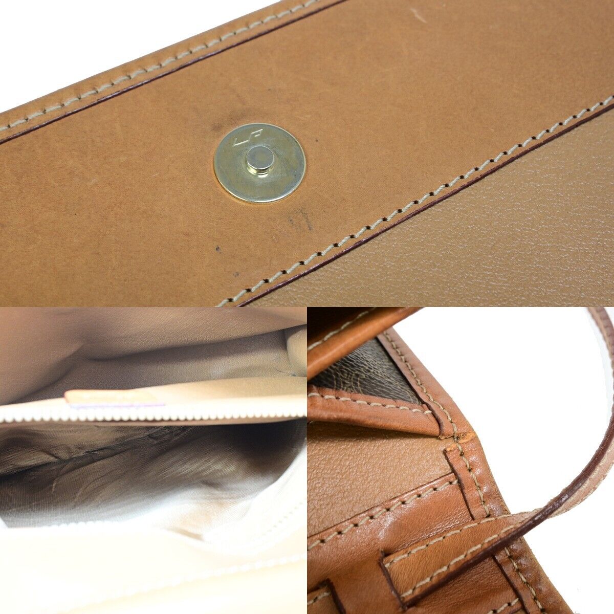 CELINE Logo Macadam Pattern Crossbody Shoulder Bag PVC Leather Brown 62SH929