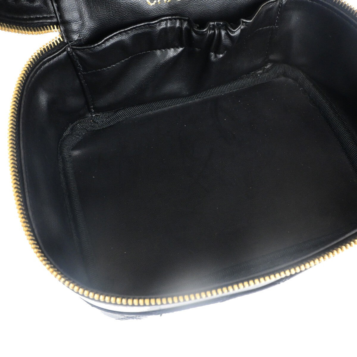 CHANEL CC Logo Bicolore Vanity Hand Bag Leather Black GHW Italy 77RK577