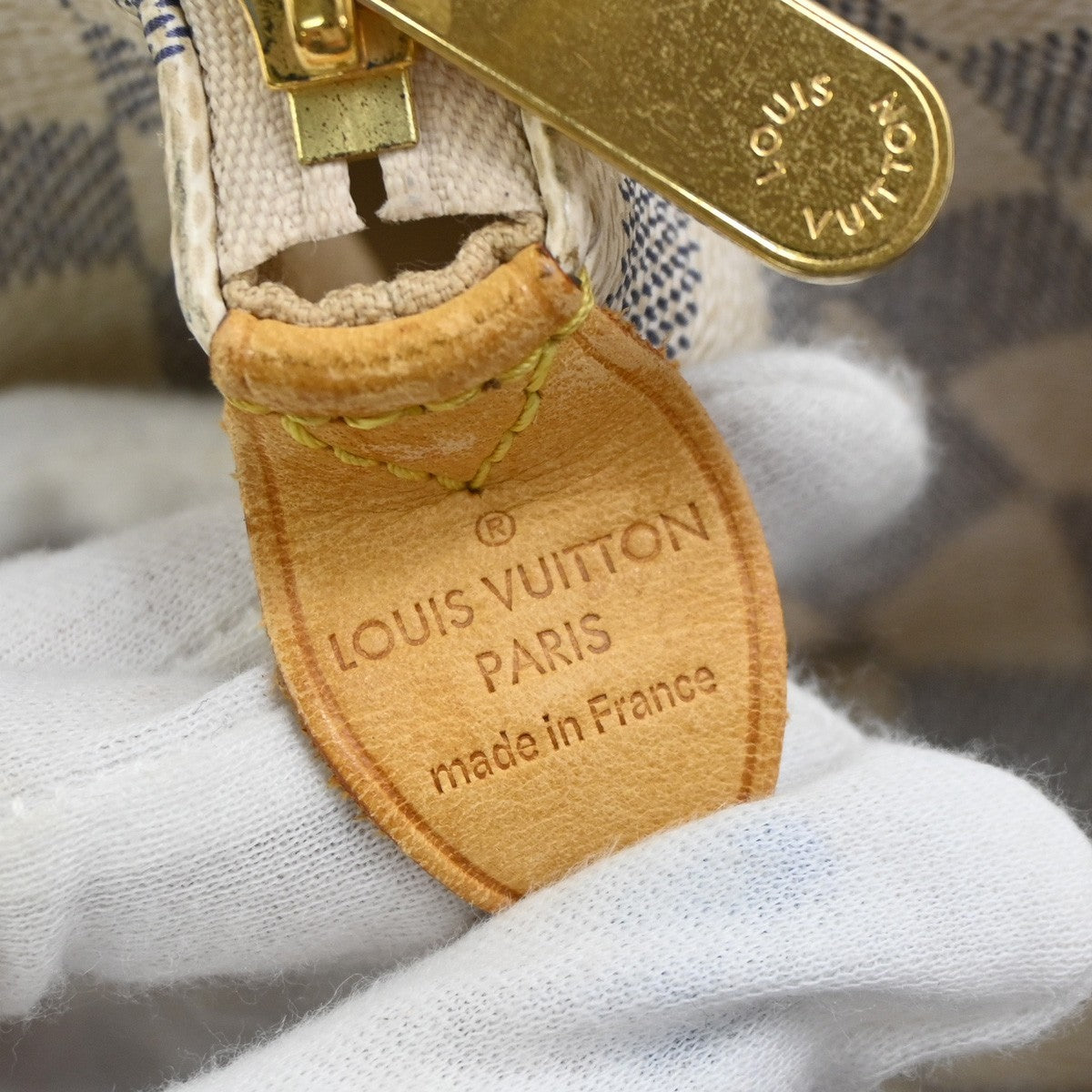 LOUIS VUITTON Totally MM Shoulder Bag Damier Azur Leather White N51262 12SA004