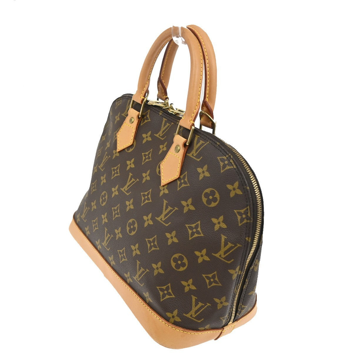 LOUIS VUITTON LV Logo Alma Hand Bag Monogram Leather Brown France M51130 11TA326