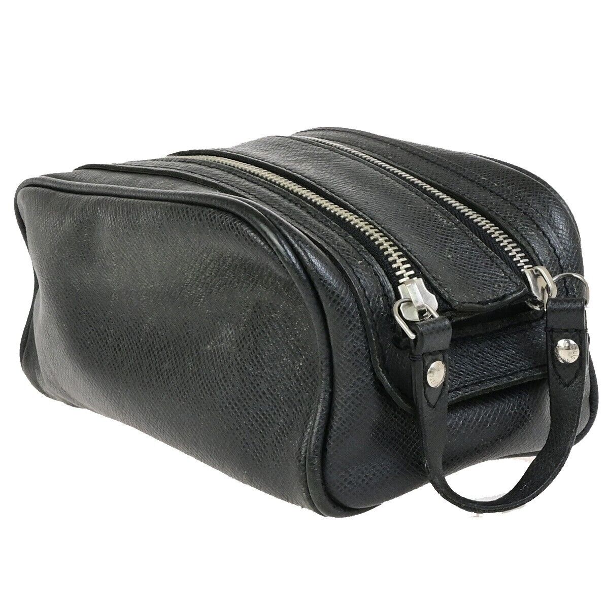 LOUIS VUITTON Trousse Ivan Hand Bag Pouch Taiga Leather Black M32492 04KA463