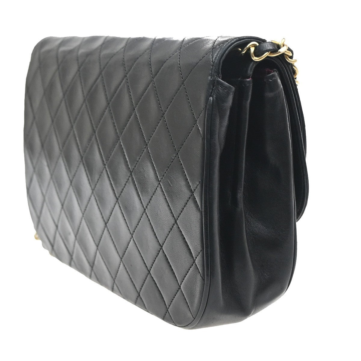 CHANEL CC Logo Double Flap Chain Shoulder Bag Leather Black GHW France 677RL953