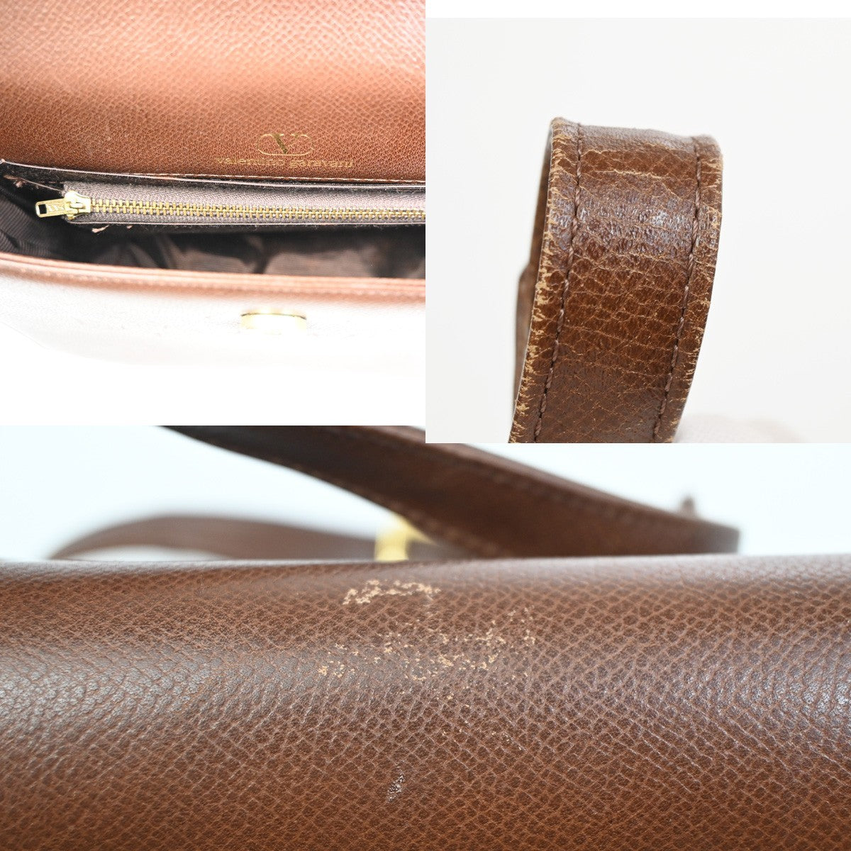 VALENTINO GARAVANI VLTN Logo Tassel Charm Shoulder Bag Leather Brown GHW 63ZA217