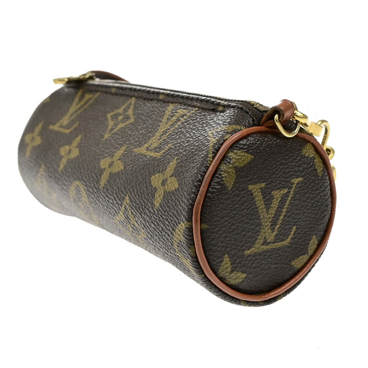 LOUIS VUITTON LV Papillon Pouch Mini Hand Bag Monogram Leather Brown 62YH064