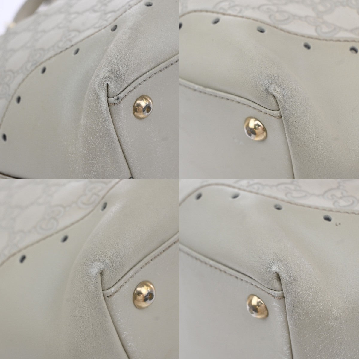 GUCCI GG Pattern Guccissima Shoulder Hand Bag Embossing Leather White 65EG400