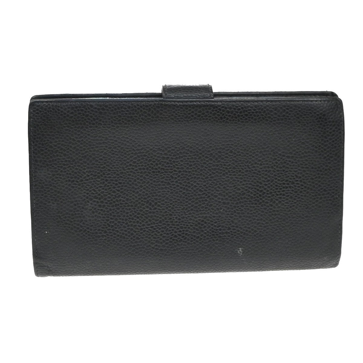 CHANEL CC Long Bifold Wallet Grained Calfskin Leather Black GHW 66EG194