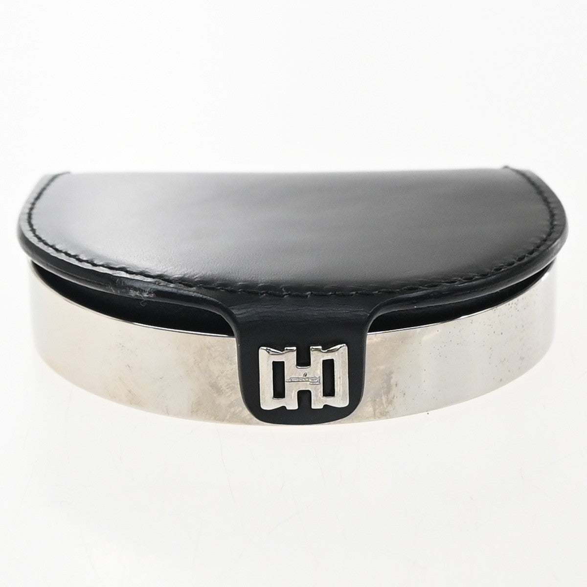 SALVATORE FERRAGAMO Logo Horseshoe Coin Case Wallet Leather Black 07KP259