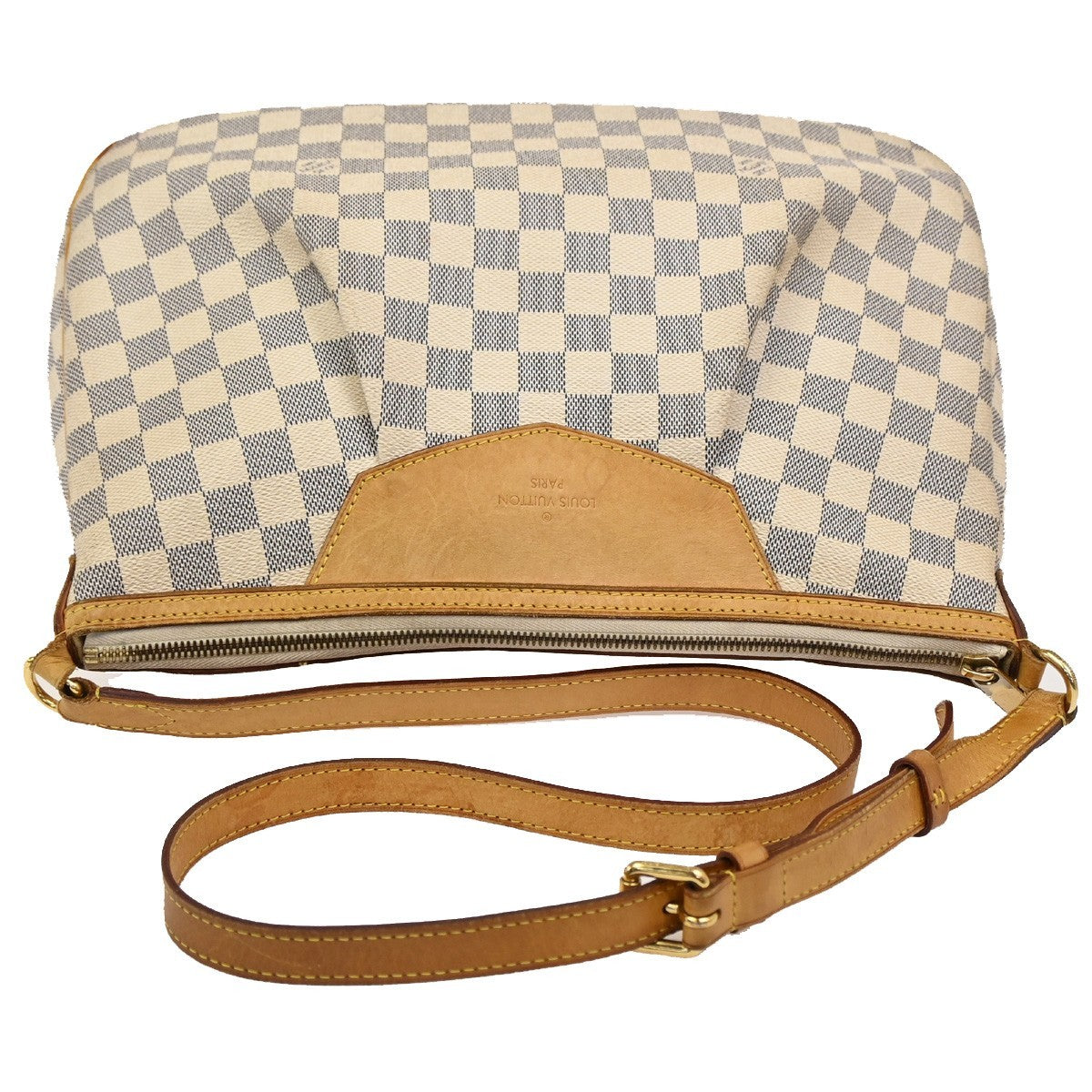 LOUIS VUITTON Siracusa MM Shoulder Bag Damier Azur Leather White N41112 77DA086
