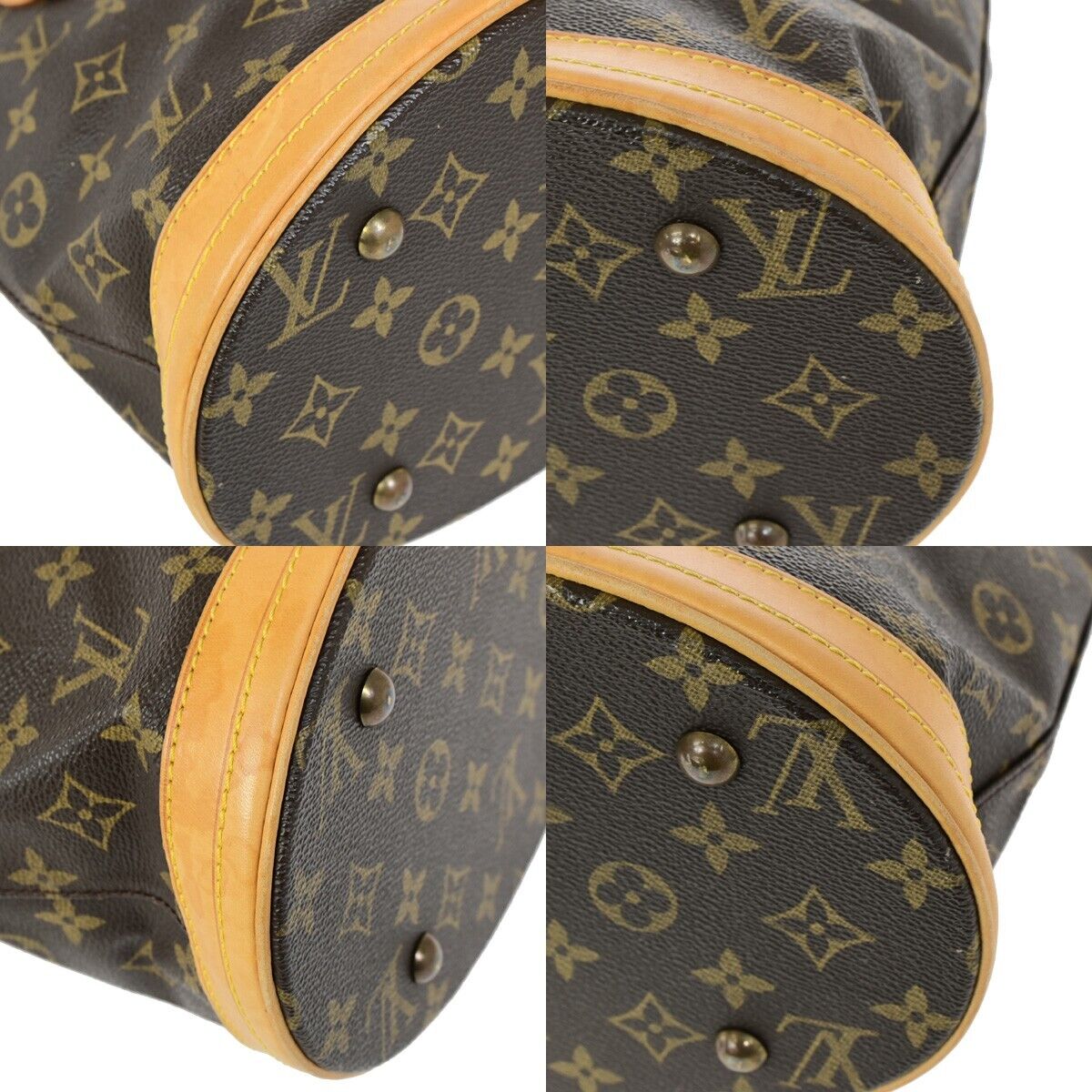 LOUIS VUITTON BUCKET PM Shoulder Tote Bag Monogram Leather Brown M42238 34EB427