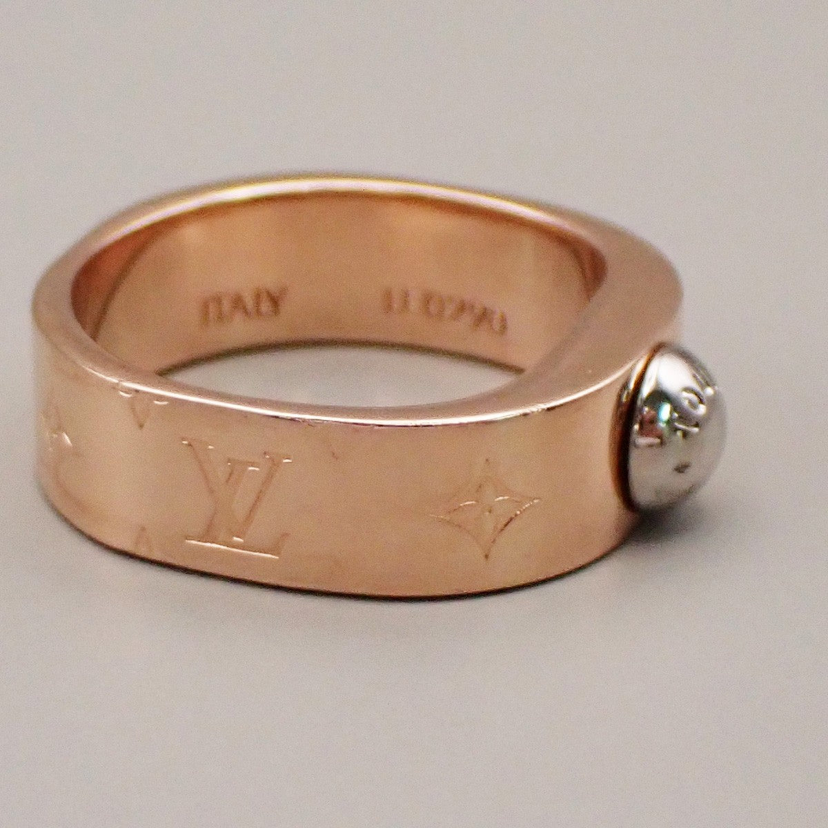 LOUIS VUITTON Nanogram Ring Size S Gold Silver M00213 Italy Accessory 30RF611
