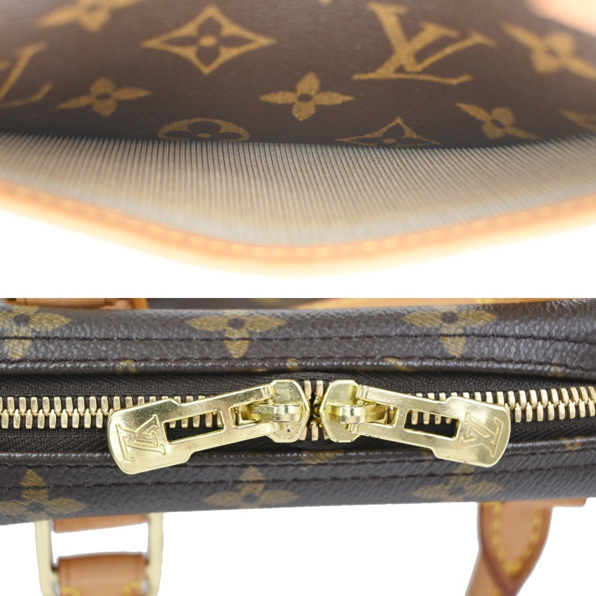 LOUIS VUITTON LV Logo Trouville Hand Bag Monogram Leather Brown M42228 93CA818