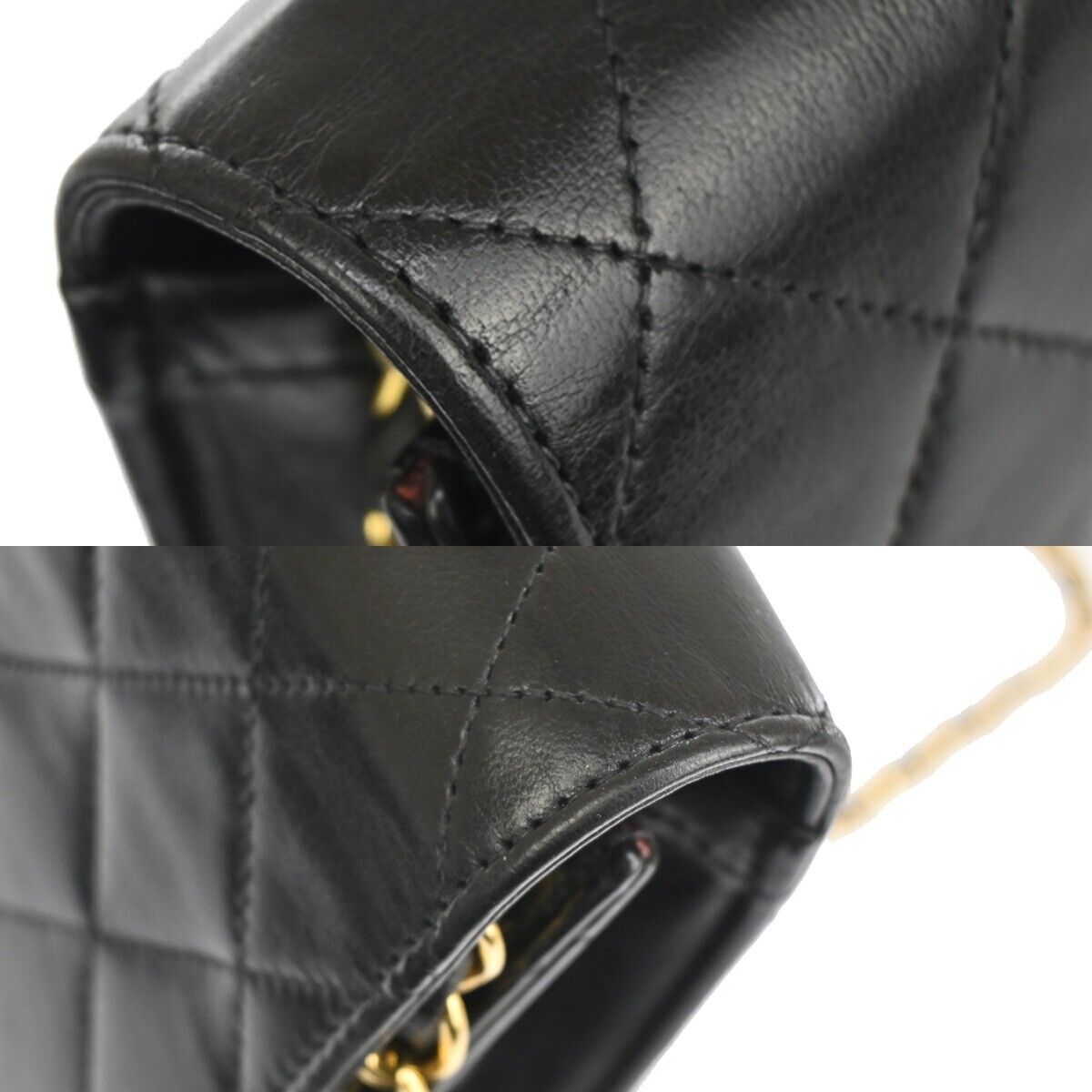 CHANEL CC Logo Matelasse Chain Shoulder Bag Leather Black GHW France 876RF086