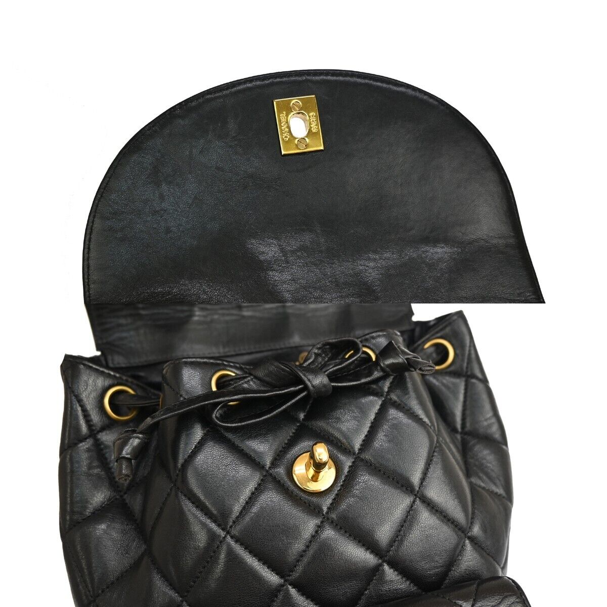 CHANEL CC Logo Matelasse Chain Backpack Bag Leather Black GHW France 708RJ137