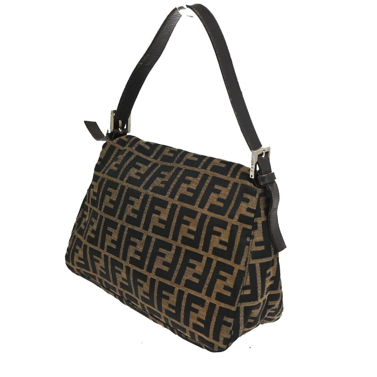 FENDI Mamma Baguette Zucca Shoulder bag Canvas Leather Brown SHW Italy 46KC909