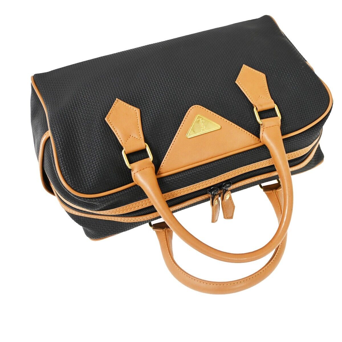 YVES SAINT LAURENT YSL Tote Hand Bag Leather PVC Black Beige Gold  63SH216
