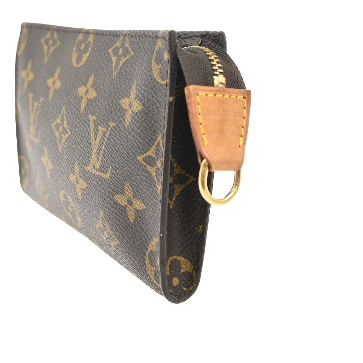 LOUIS VUITTON Logo BUCKET PM Pouch Bag Monogram Leather Brown France 05MA345