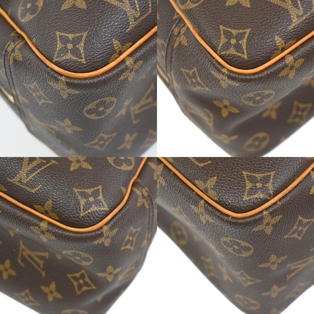 LOUIS VUITTON LV Logo Deauville Hand Bag Monogram Leather Brown M47270 12YH901