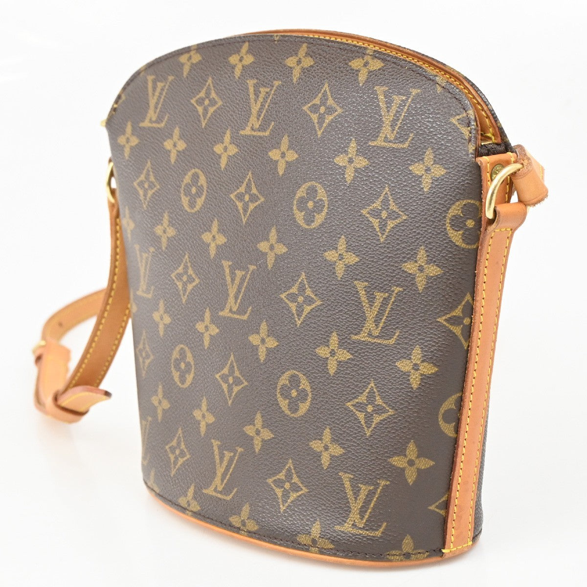 LOUIS VUITTON Logo Drouot Shoulder Bag Monogram Leather Brown M51290 76CA272